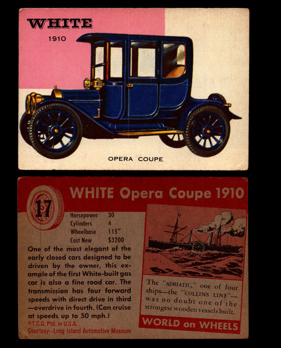 World on Wheels Topps 1954 Vintage Trading Cards #1-#100 You Pick Singles #17 1910 White Opera Coupe  - TvMovieCards.com