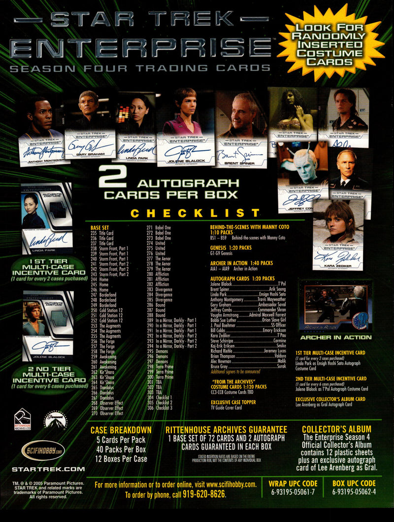 Star Trek Enterprise Season 4 Trading Card Dealer Sell Sheet Sale Ad 2005   - TvMovieCards.com