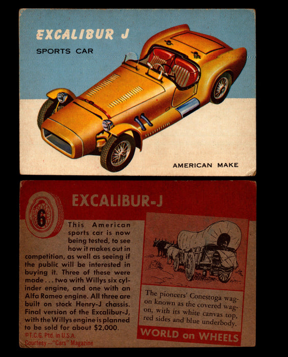 World on Wheels Topps 1954 Vintage Trading Cards #1-#100 You Pick Singles #6 Excaliber J Sports Car  - TvMovieCards.com