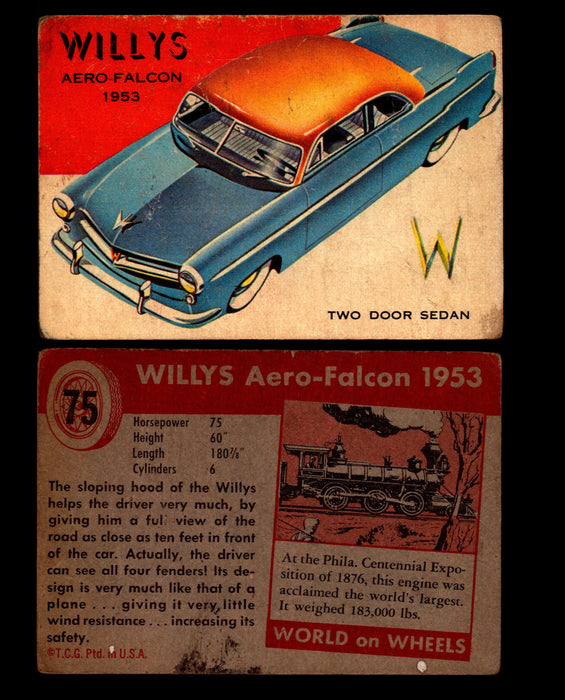 World on Wheels Topps 1954 Vintage Trading Cards #1-#100 You Pick Singles #75 1953 Willys Aero-Falcon  - TvMovieCards.com