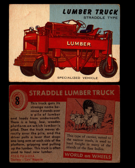 World on Wheels Topps 1954 Vintage Trading Cards #1-#100 You Pick Singles #8 Lumber Truck Straddle Type  - TvMovieCards.com