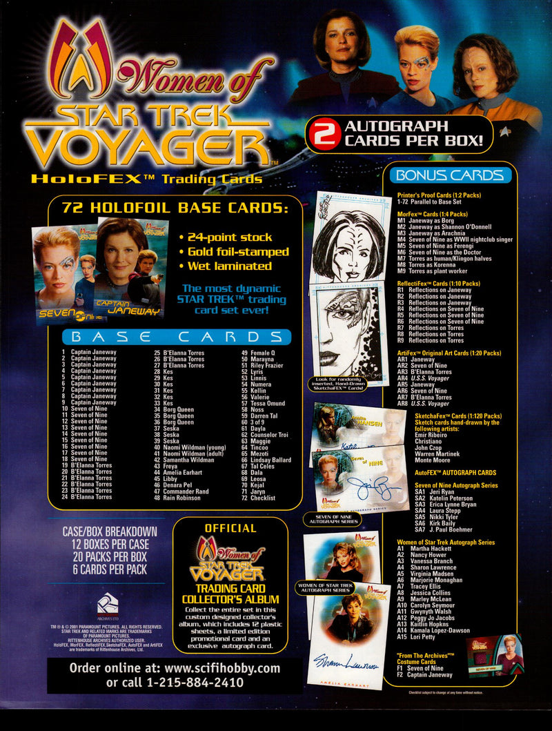 Women of Star Trek Voyager Trading Card Dealer Sell Sheet Sale Ad 2001   - TvMovieCards.com