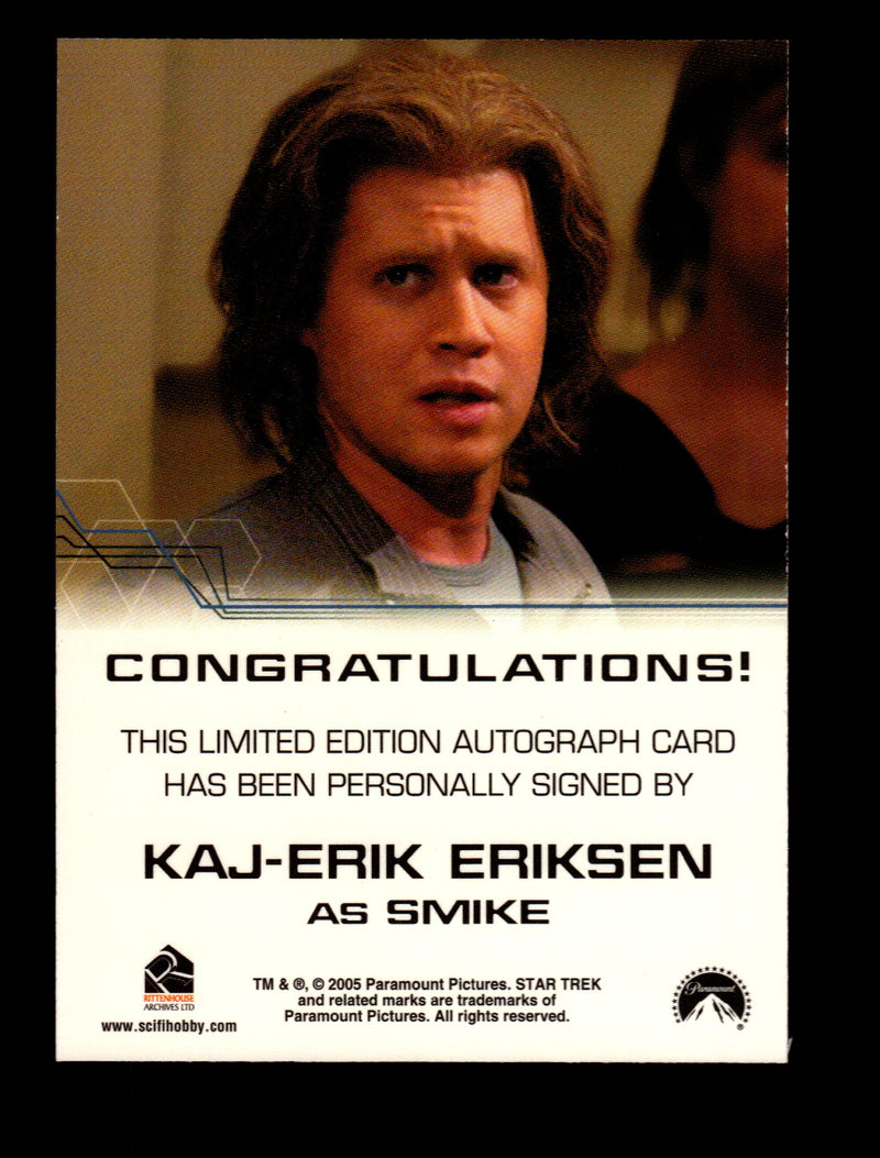 Star Trek Enterprise Season Four 4 Kaj-Erik Eriksen as Smike Autograph Card   - TvMovieCards.com