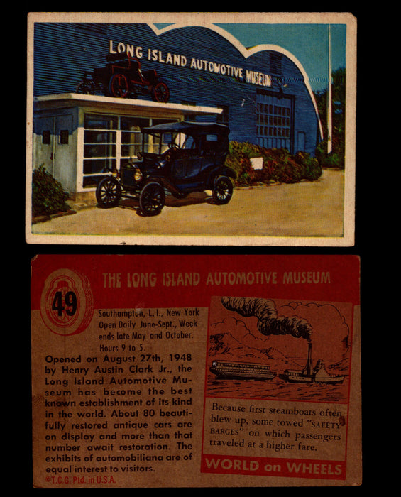 World on Wheels Topps 1954 Vintage Trading Cards #1-#100 You Pick Singles #49 Long Island Automotive Museum  - TvMovieCards.com