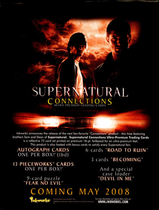 Supernatural Connections Trading Card Dealer Sell Sheet Promotional Sale 2008   - TvMovieCards.com