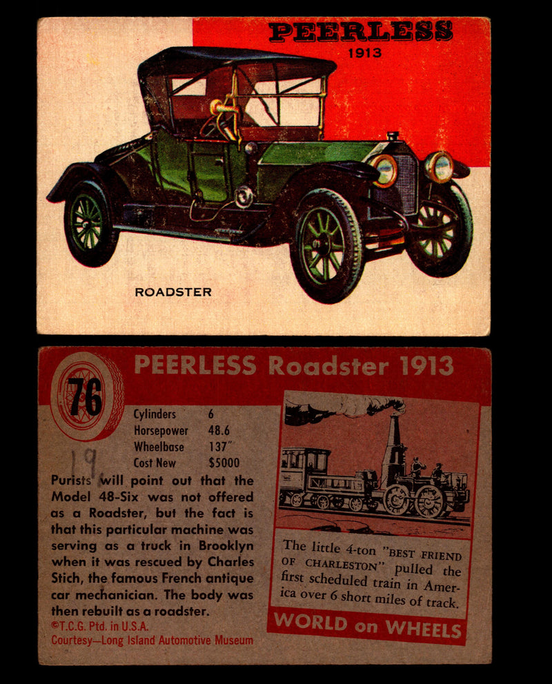 World on Wheels Topps 1954 Vintage Trading Cards #1-#100 You Pick Singles #76 193 Peerless Roadster  - TvMovieCards.com