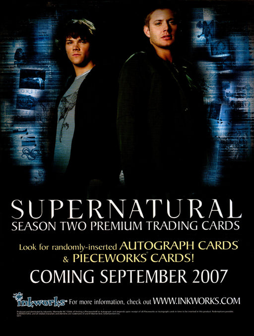 Supernatural Season Two 2 Trading Card Dealer Sell Sheet Promotional Sale 2007   - TvMovieCards.com