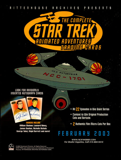 The Complete Star Trek Animated Adventures Trading Card Dealer Sell Sheet Sale   - TvMovieCards.com