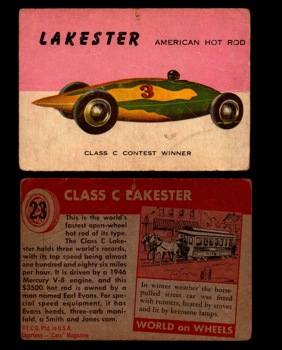 World on Wheels Topps 1954 Vintage Trading Cards #1-#100 You Pick Singles #23 Lakester American Hot Rod  - TvMovieCards.com