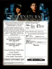 Supernatural Season Two 2 Trading Card Dealer Sell Sheet Promotional Sale 2007   - TvMovieCards.com