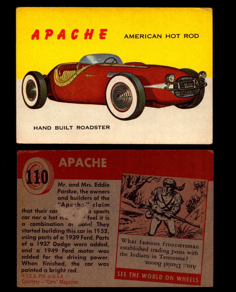 World on Wheels Topps 1954 Vintage Trading Cards #101-#160 You Pick Singles #110 Apache American Hot Rod  - TvMovieCards.com