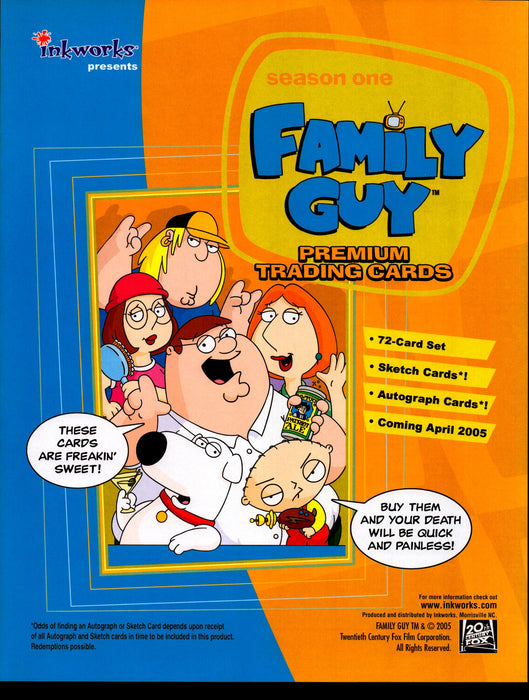 Family Guy Season 1 Trading Card Dealer Sell Sheet Sale Ad Inkworks 2005   - TvMovieCards.com