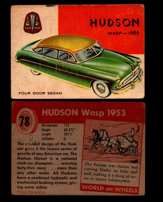 World on Wheels Topps 1954 Vintage Trading Cards #1-#100 You Pick Singles #78 1953 Hudson Wasp  - TvMovieCards.com