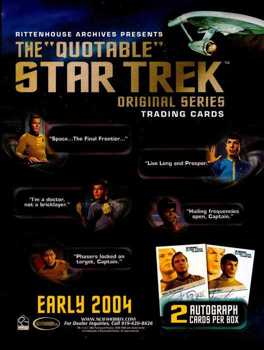 The Quotable Star Trek Original Series TOS Trading Card Dealer Sell Sheet Sale   - TvMovieCards.com