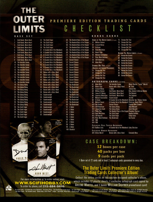 The Outer Limits Premiere Edition Trading Card Dealer Sell Sheet Sale Ad 2001   - TvMovieCards.com