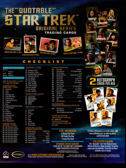 The Quotable Star Trek Original Series TOS Trading Card Dealer Sell Sheet Sale   - TvMovieCards.com