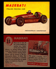 World on Wheels Topps 1954 Vintage Trading Cards #1-#100 You Pick Singles #11 Maserati Italian Racing Car  - TvMovieCards.com
