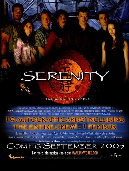 Serenity Firefly Movie Trading Card Dealer Sell Sheet Sale Ad Inkworks 2005   - TvMovieCards.com