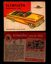 World on Wheels Topps 1954 Vintage Trading Cards #1-#100 You Pick Singles #79 1953 Plymouth Cranbrook  - TvMovieCards.com