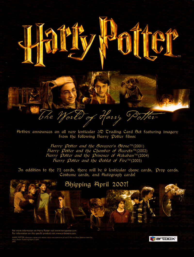 The World of Harry Potter in 3-D Trading Card Dealer Sell Sheet Sale Ad 2007   - TvMovieCards.com