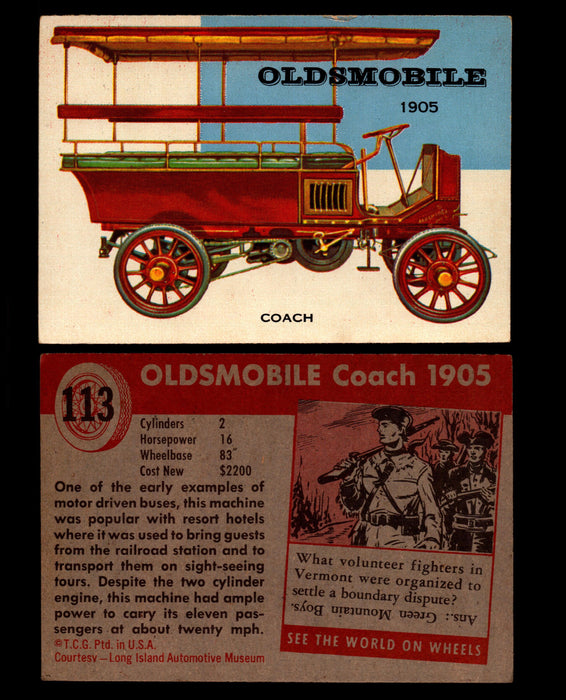 World on Wheels Topps 1954 Vintage Trading Cards #101-#160 You Pick Singles #113 1905 Oldsmobile Coach  - TvMovieCards.com
