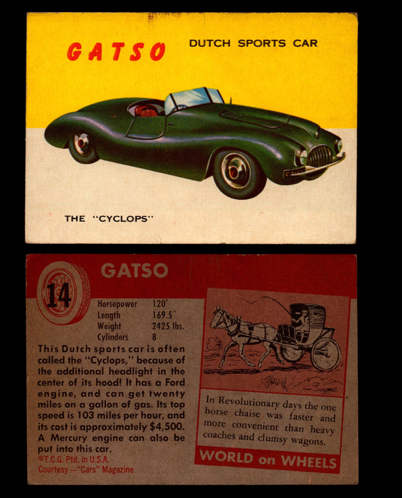 World on Wheels Topps 1954 Vintage Trading Cards #1-#100 You Pick Singles #14 Gatso Italian Sports Car  - TvMovieCards.com