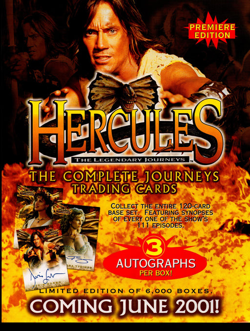 Hercules Trading Card Dealer Sell Sheet Sale Ad Rittenhouse 2001 Kevin Sorbo   - TvMovieCards.com
