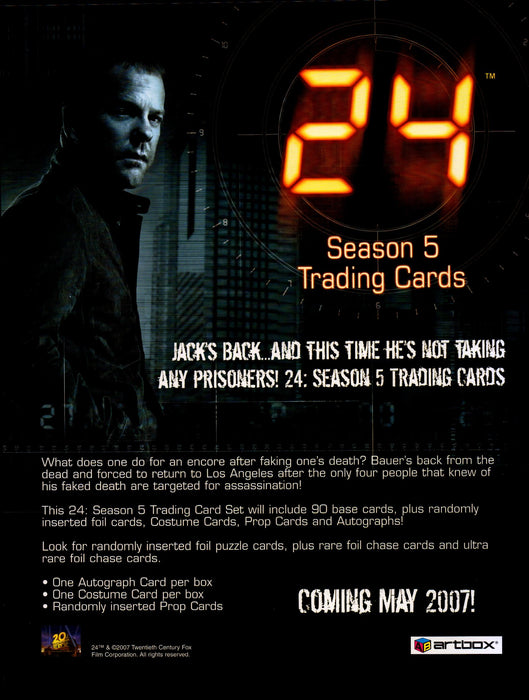 24 Season 5 Trading Card Dealer Sell Sheet Promotional Sale Artbox 2007   - TvMovieCards.com