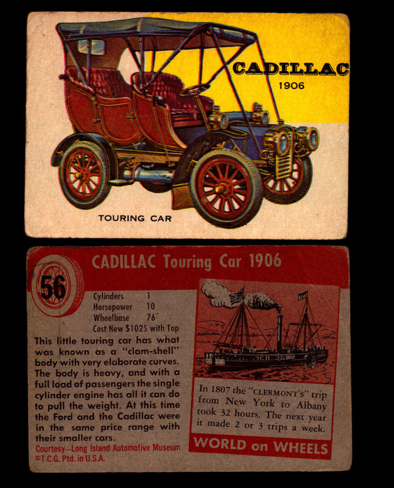 World on Wheels Topps 1954 Vintage Trading Cards #1-#100 You Pick Singles #56 1906 Cadillac Touring Car  - TvMovieCards.com
