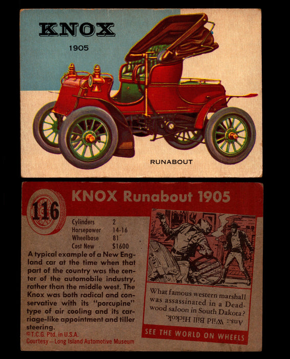 World on Wheels Topps 1954 Vintage Trading Cards #101-#160 You Pick Singles #116 1905 Knox Runabout  - TvMovieCards.com