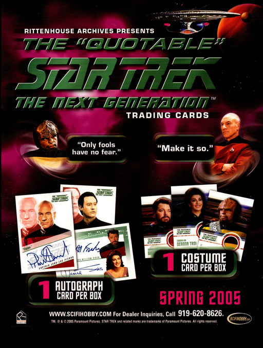 Quotable Star Trek The Next Generation Trading Card Dealer Sell Sheet Sale Ad   - TvMovieCards.com