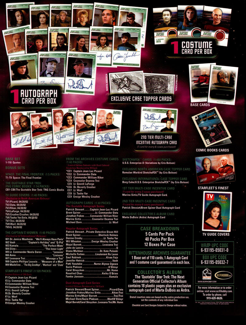 Quotable Star Trek The Next Generation Trading Card Dealer Sell Sheet Sale Ad   - TvMovieCards.com