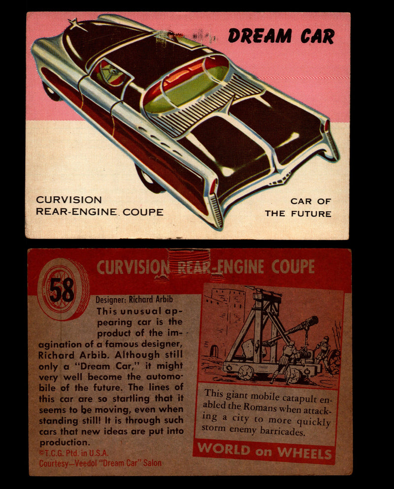 World on Wheels Topps 1954 Vintage Trading Cards #1-#100 You Pick Singles #58 Curvision Rear-Engine Coupe  - TvMovieCards.com