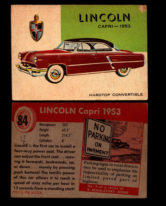 World on Wheels Topps 1954 Vintage Trading Cards #1-#100 You Pick Singles #84 1953 Lincoln Capri Hardtop Convertible  - TvMovieCards.com
