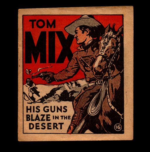 Tom Mix "His Guns Blaze Desert" Adventure Stories #16 1934 National Chicle Gum   - TvMovieCards.com