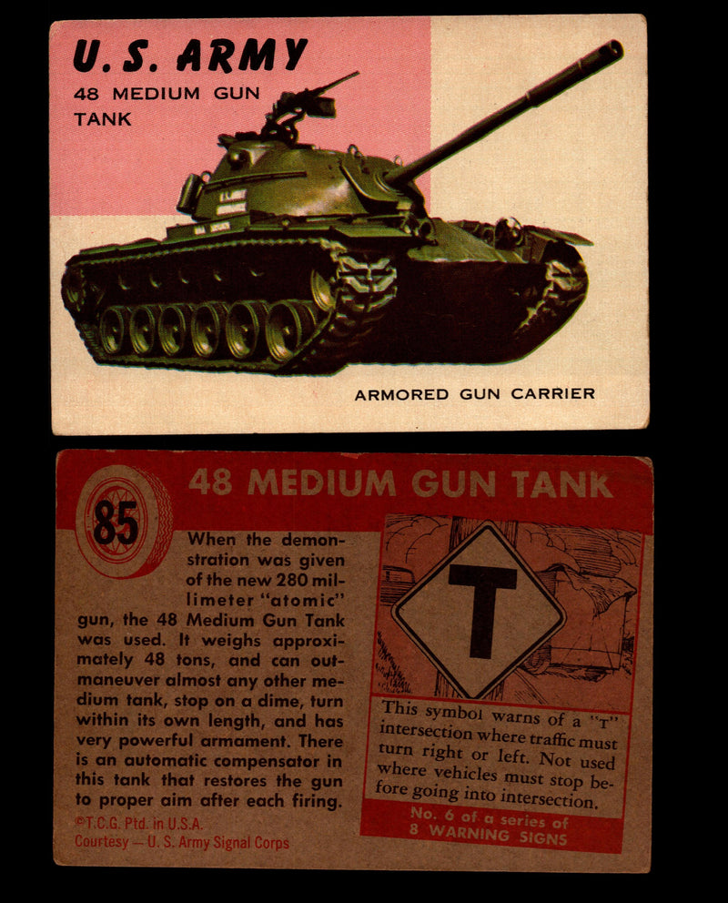 World on Wheels Topps 1954 Vintage Trading Cards #1-#100 You Pick Singles #85 U.S. Army 48 Medium Gun Tank  - TvMovieCards.com