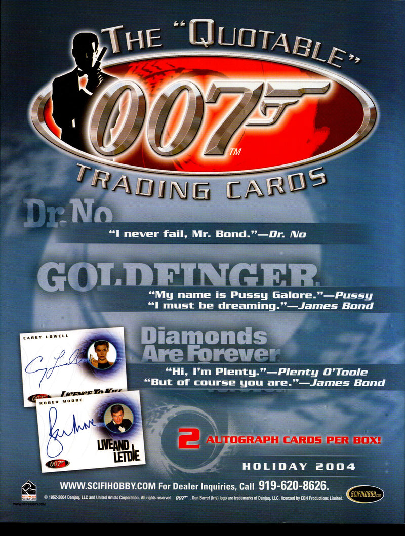 The Quotable James Bond 007 Trading Card Dealer Sell Sheet Sale Ad 2004   - TvMovieCards.com
