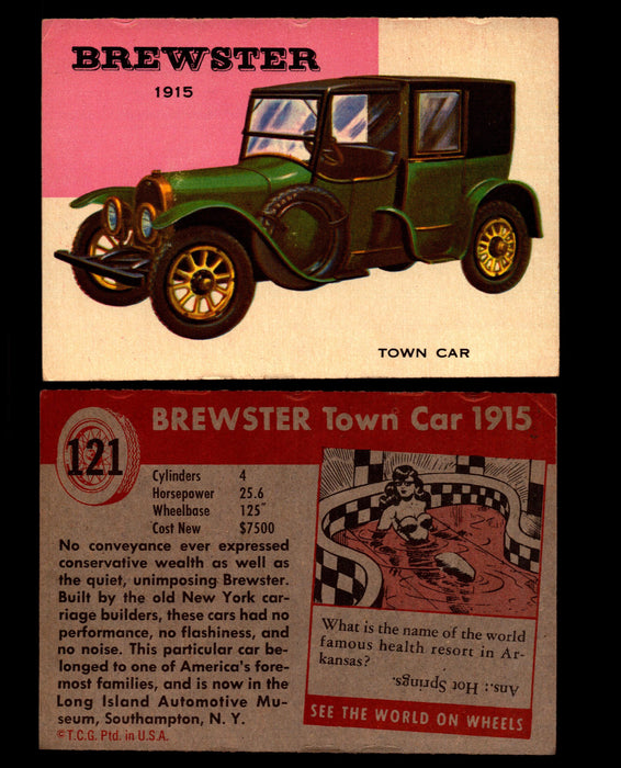 World on Wheels Topps 1954 Vintage Trading Cards #101-#160 You Pick Singles #121 1915 Brewster Town Car  - TvMovieCards.com