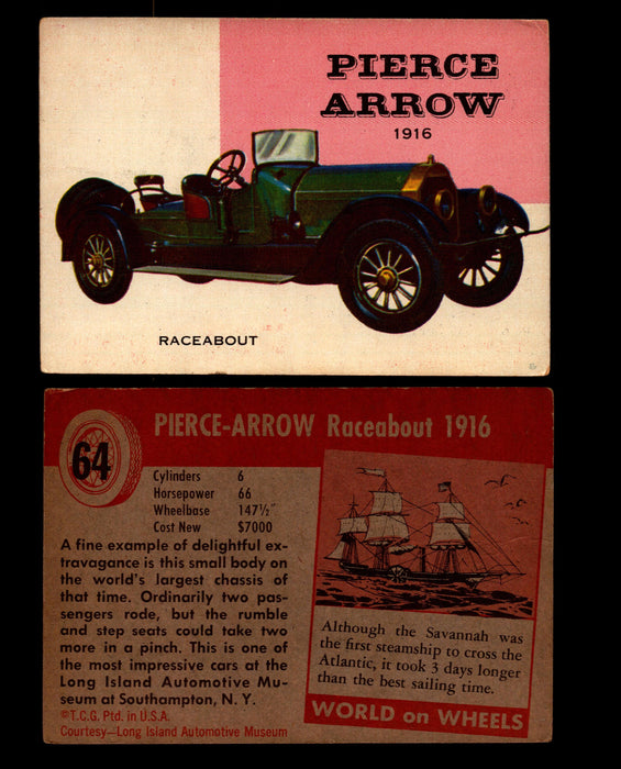 World on Wheels Topps 1954 Vintage Trading Cards #1-#100 You Pick Singles #64 1916 Pierce-Arrow Raceabout  - TvMovieCards.com