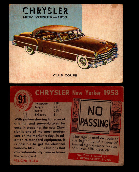 World on Wheels Topps 1954 Vintage Trading Cards #1-#100 You Pick Singles #91 1953 Chrysler New Yorker  - TvMovieCards.com