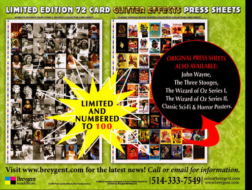 Breygent Glitter Effects Press Sheet Trading Card Dealer Sell Sheet Sale Ad   - TvMovieCards.com