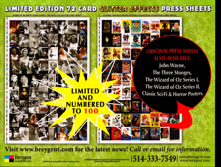 Breygent Glitter Effects Press Sheet Trading Card Dealer Sell Sheet Sale Ad   - TvMovieCards.com