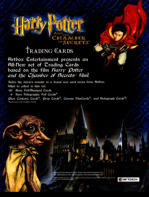 Harry Potter Chamber of Secrets Trading Card Dealer Sell Sheet Sale Ad TvMovieCards.com Harry Potter Chamber of Secrets Trading Card Dealer Sell Sheet Sale Ad TvMovieCards.com