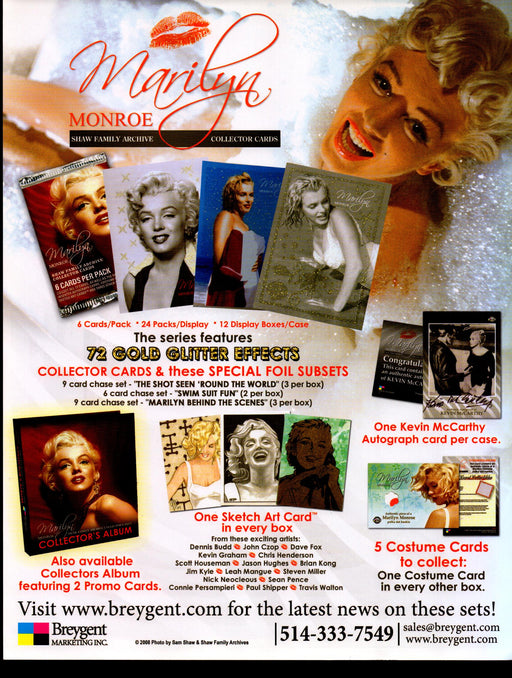 Marilyn Monroe Shaw Family Archive Trading Card Dealer Sell Sheet Sale Ad 2007   - TvMovieCards.com