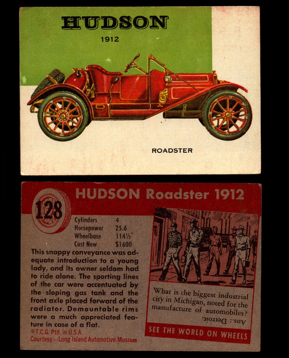 World on Wheels Topps 1954 Vintage Trading Cards #101-#160 You Pick Singles #128 1912 Hudson Roadster  - TvMovieCards.com