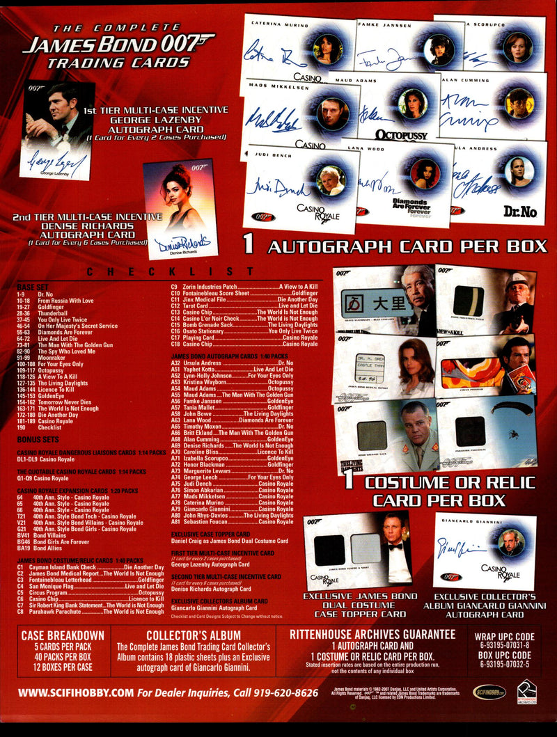 The Complete James Bond 007 Trading Card Dealer Sell Sheet Sale Ad 2007   - TvMovieCards.com
