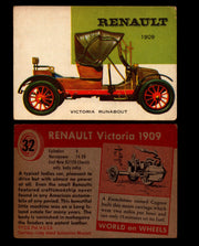 World on Wheels Topps 1954 Vintage Trading Cards #1-#100 You Pick Singles #32 1909 Renault Victoria Runabout  - TvMovieCards.com