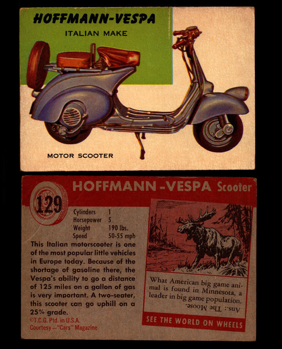 World on Wheels Topps 1954 Vintage Trading Cards #101-#160 You Pick Singles #129 Hoffman - Vespa Scooyrt  - TvMovieCards.com