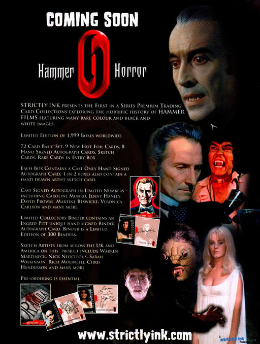 Hammer Horror Series One Trading Card Dealer Sell Sheet Promotional Sale 2008   - TvMovieCards.com