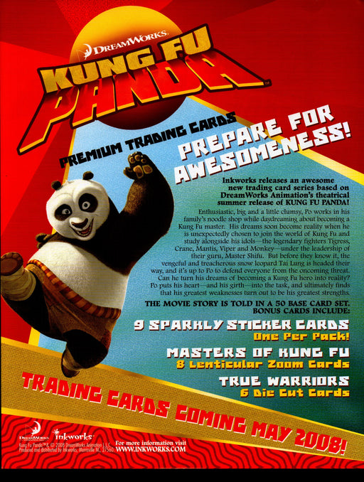 Kung Fu Panda Trading Card Dealer Sell Sheet Promotional Sale Inkworks 2008   - TvMovieCards.com